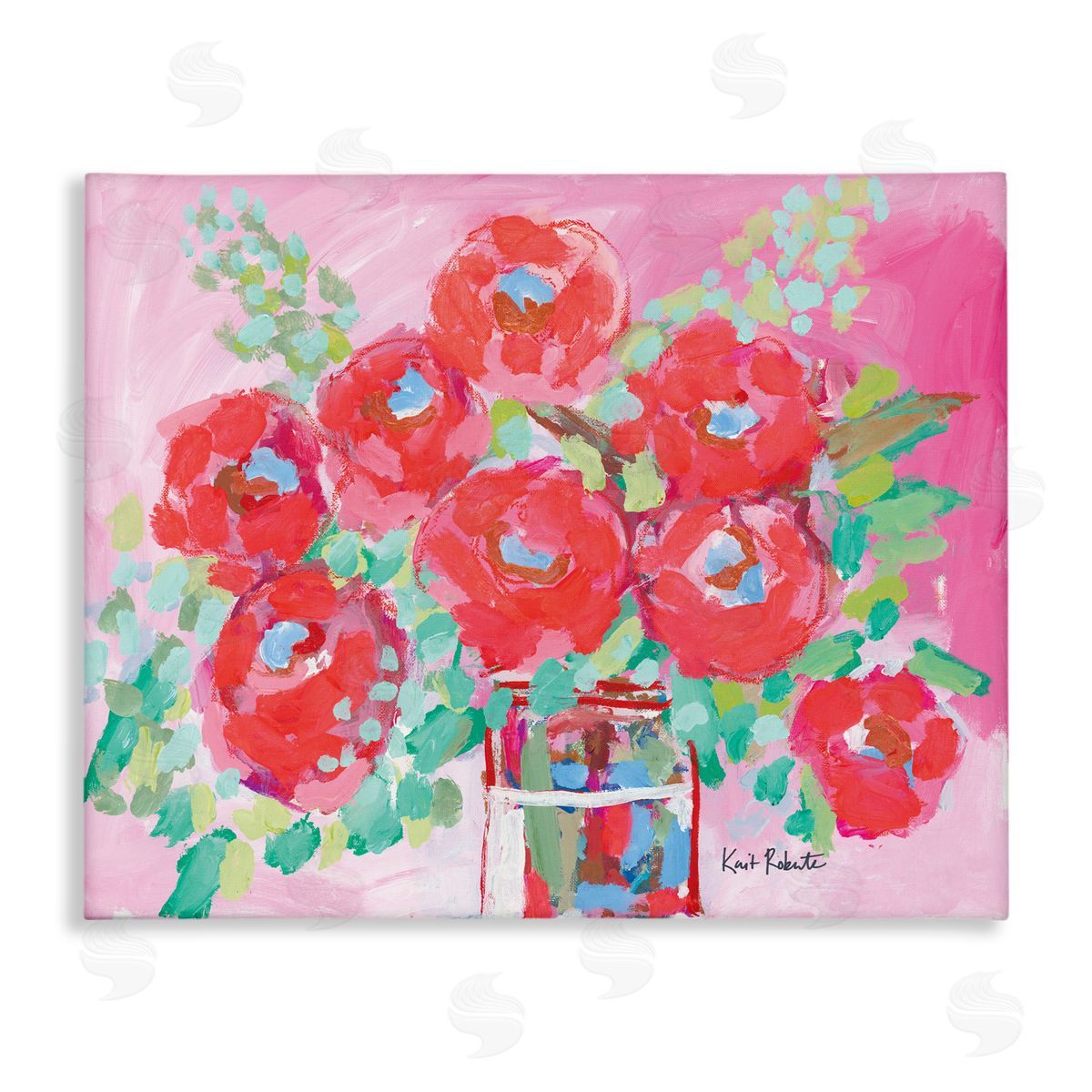 Kait Roberts Love to Bloom Pink Florals Canvas Wall Art Print