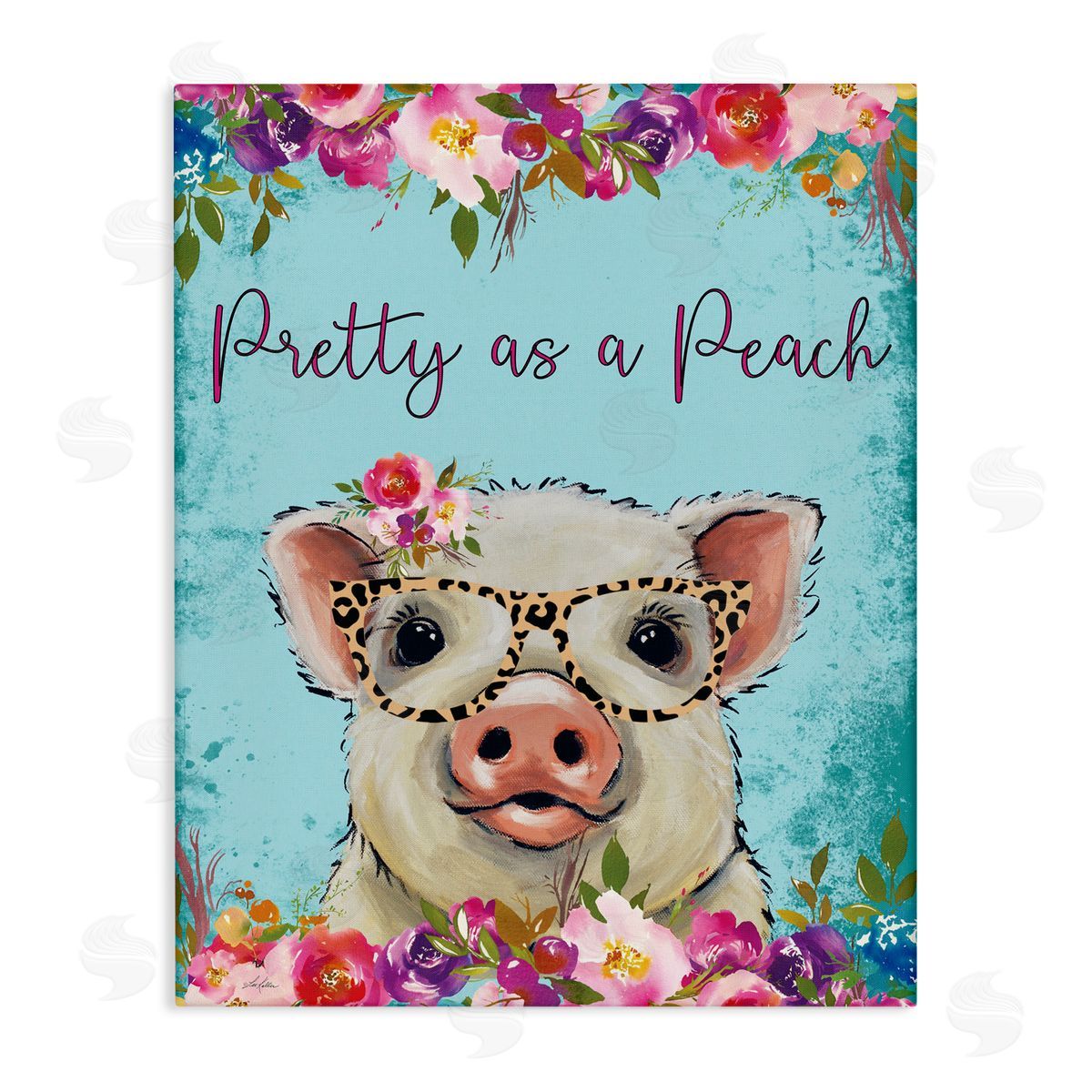Lee Keller Pretty as a Peach Pig Canvas Wall Art Print