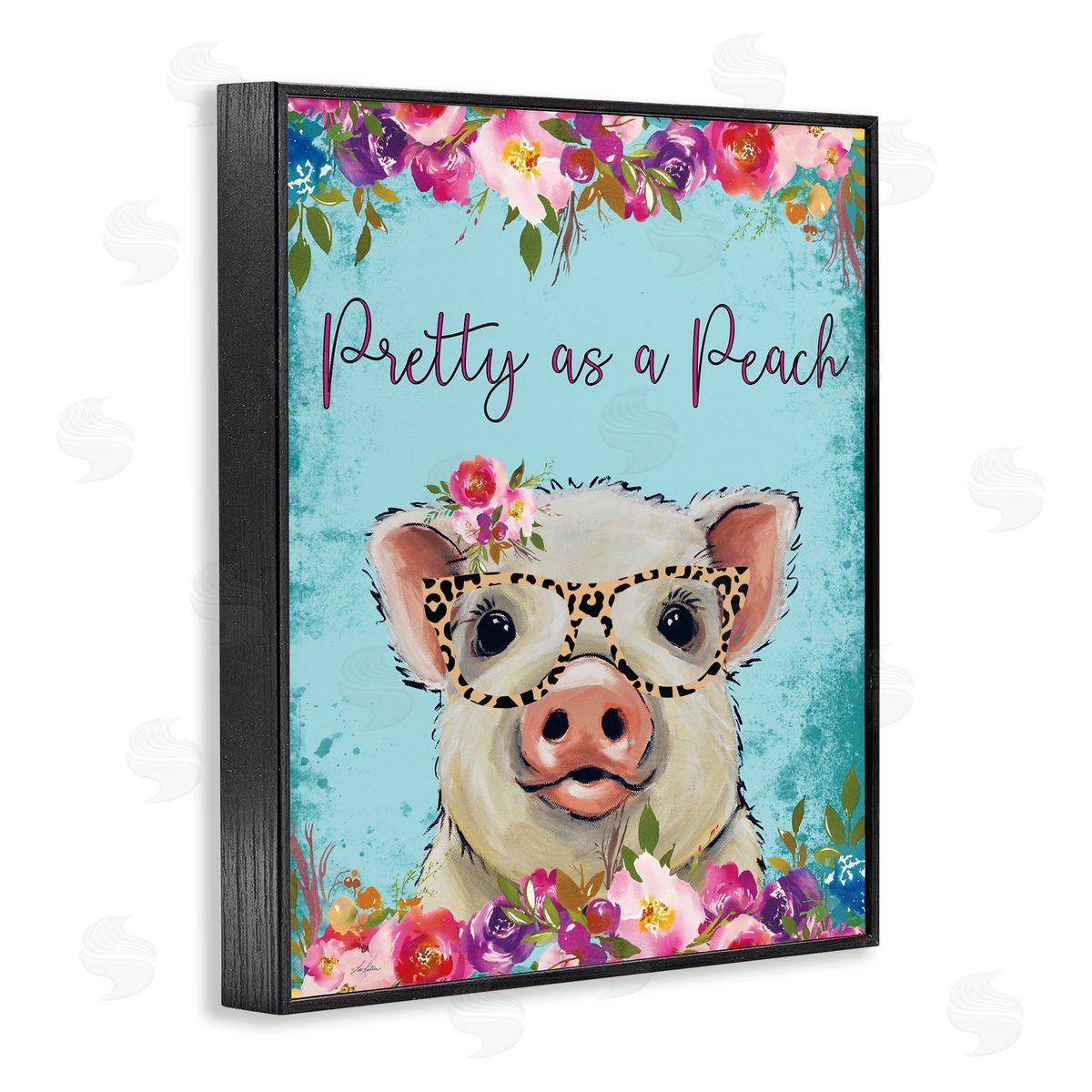 Lee Keller Pretty as a Peach Pig Black Framed Giclee Wall Art Print