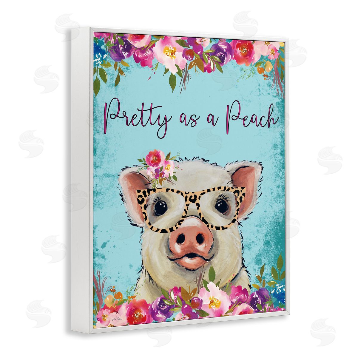 Lee Keller Pretty as a Peach Pig White Framed Giclee Wall Art Print