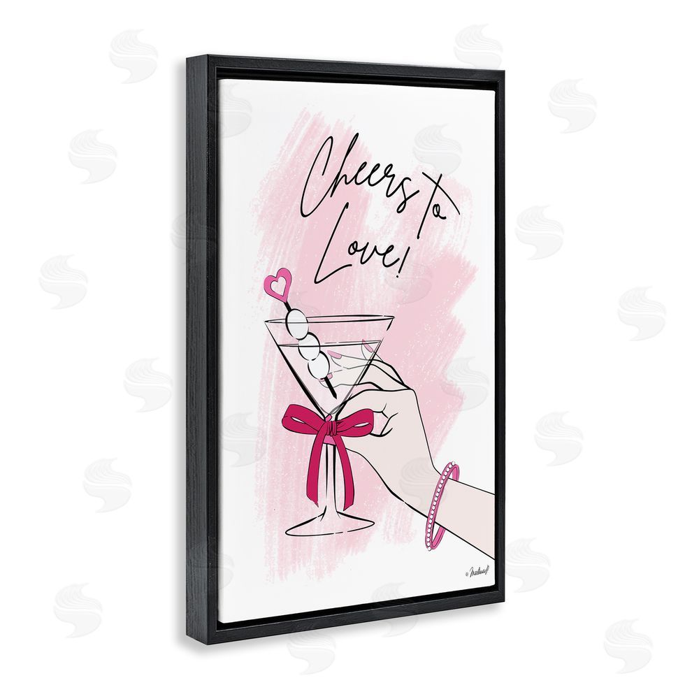 Martina Pavlova Cheers To Love Martini Black Floating Frame Canvas Wall Art Print