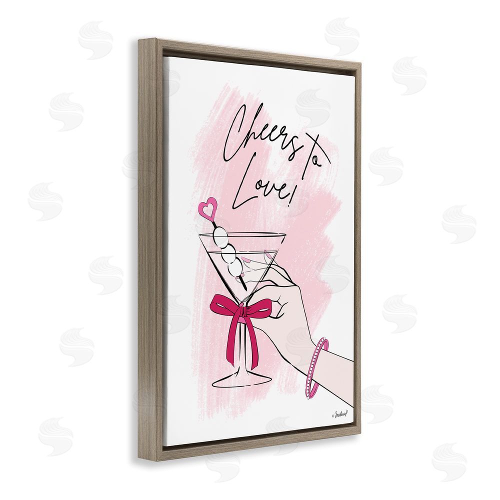 Martina Pavlova Cheers To Love Martini Brown Floating Frame Canvas Wall Art Print