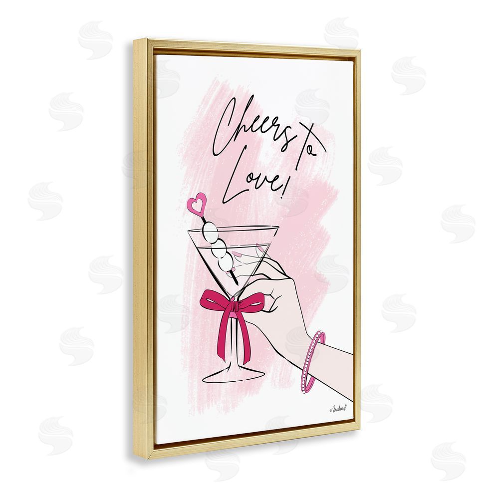 Martina Pavlova Cheers To Love Martini Gold Floating Frame Canvas Wall Art Print