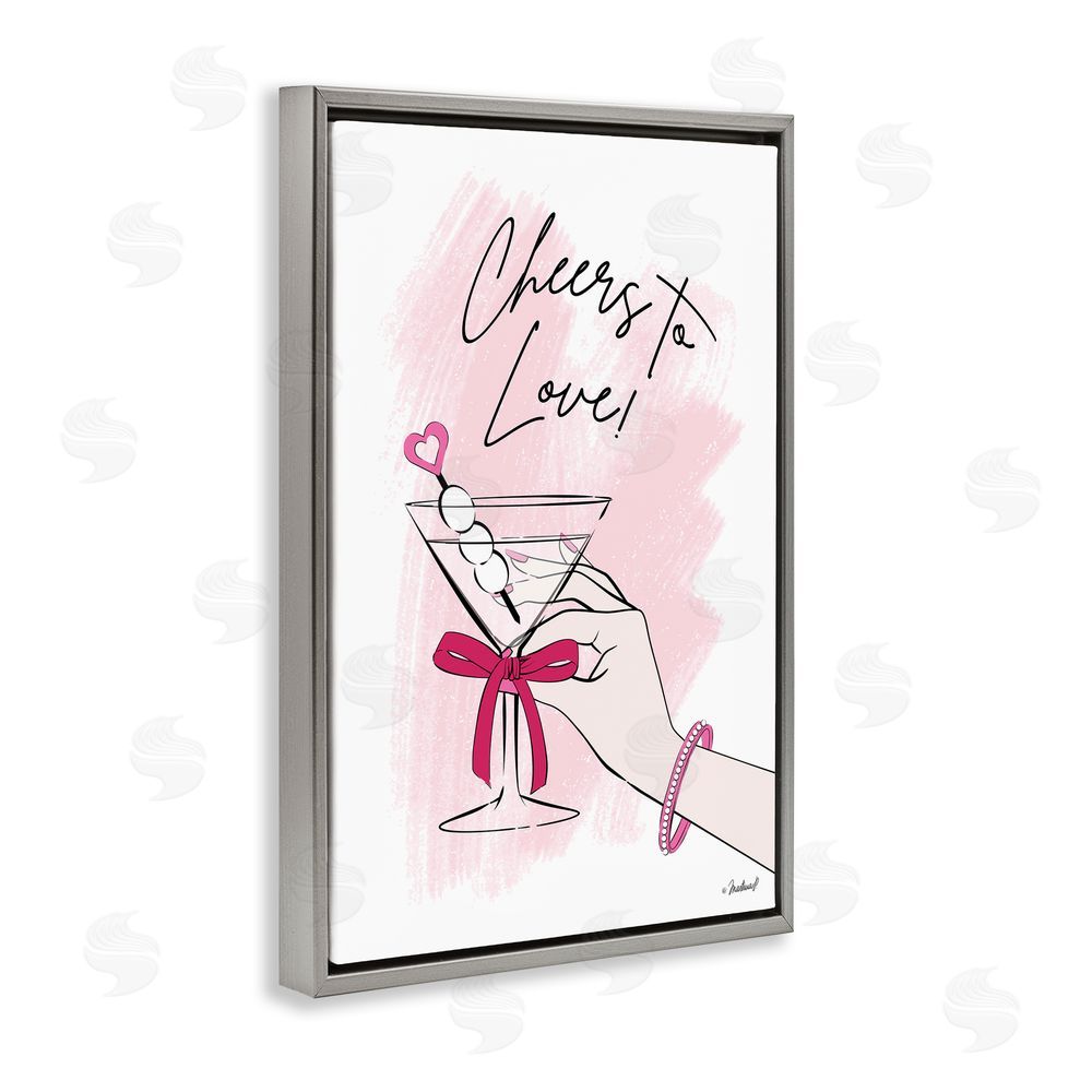 Martina Pavlova Cheers To Love Martini Gray Floating Frame Canvas Wall Art Print