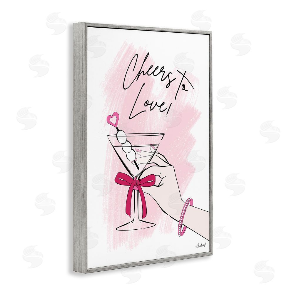 Martina Pavlova Cheers To Love Martini Gray Framed Giclee Wall Art Print