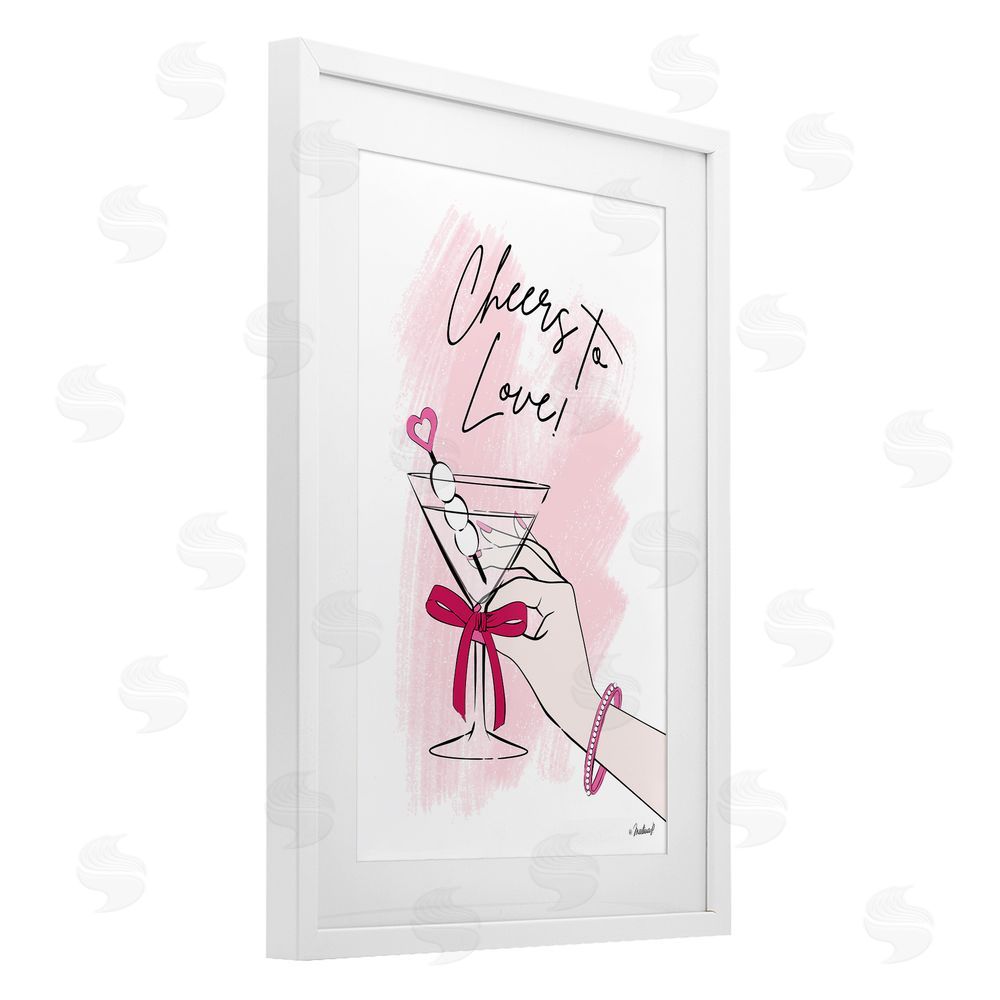 Martina Pavlova Cheers To Love Martini White Framed Print Under Glass with Mat Wall Art