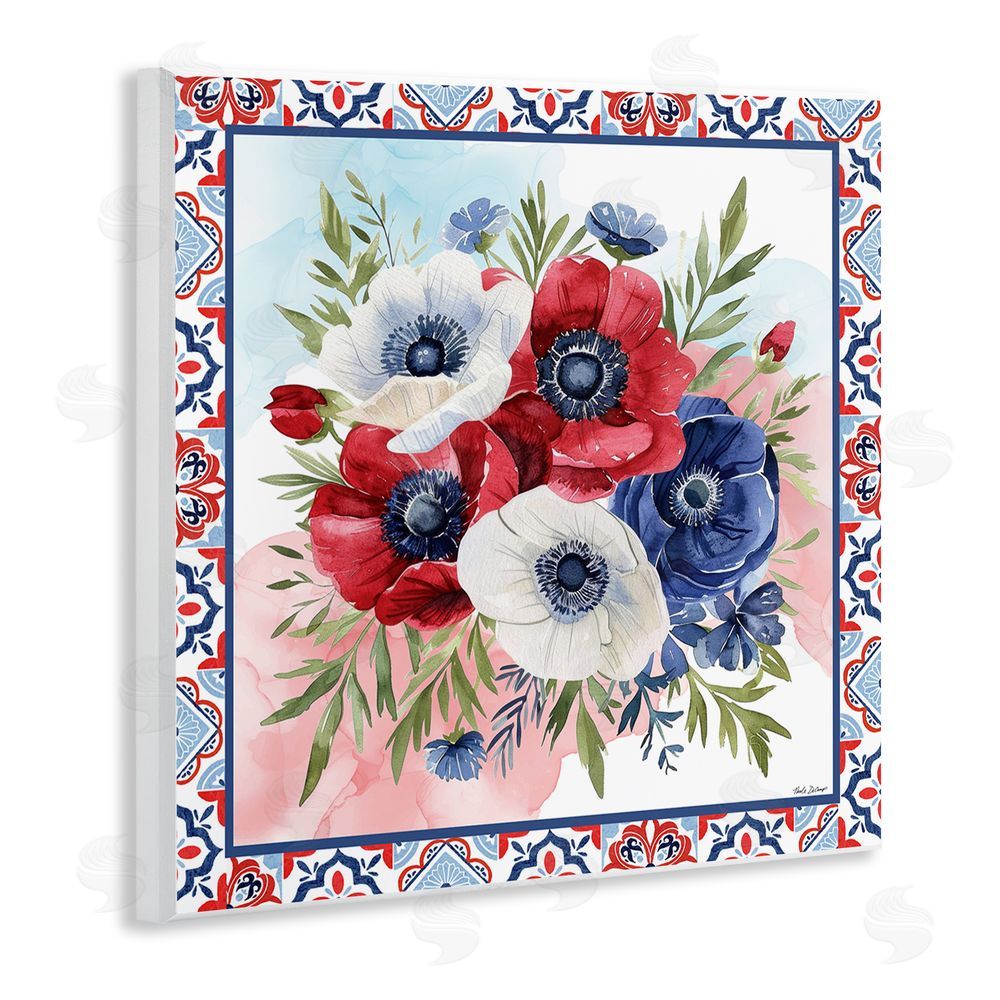 Nicole DeCamp Americana Poppy Bouquet Wall Plaque Art Print