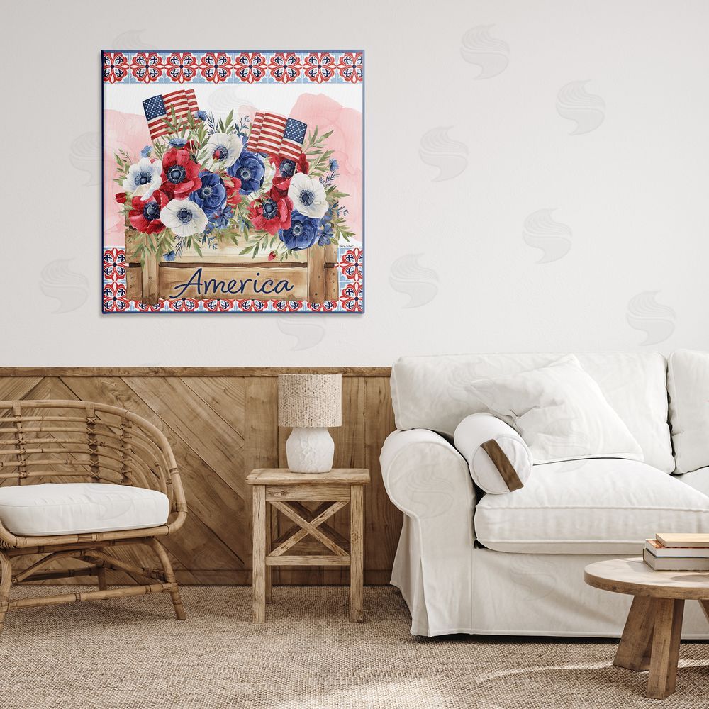Nicole DeCamp Patriotic Poppies Bouquet Canvas Art on Wall