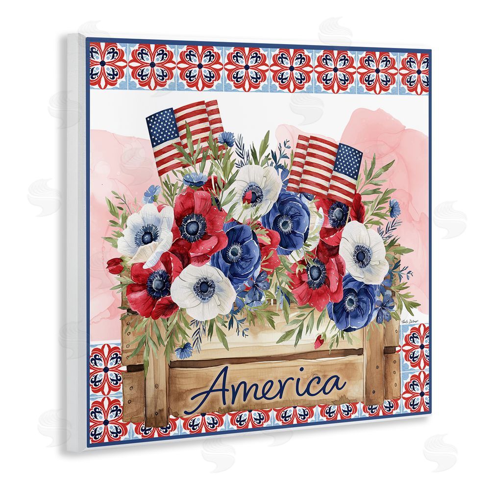 Nicole DeCamp Patriotic Poppies Bouquet Wall Plaque Art Print