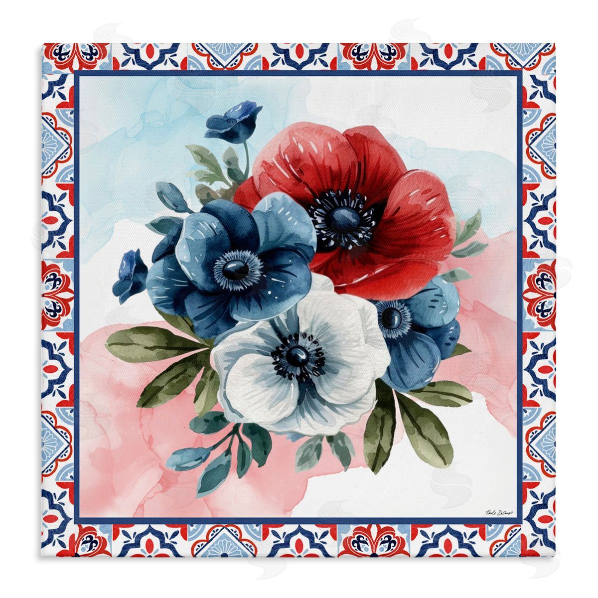 Nicole DeCamp Patriotic Poppies Bundle Canvas Wall Art Print