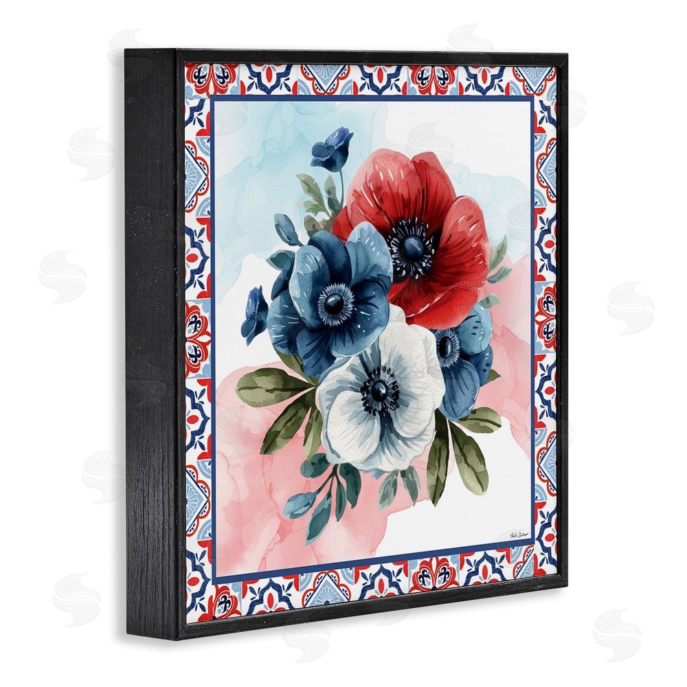 Nicole DeCamp Patriotic Poppies Bundle Black Framed Giclee Wall Art Print