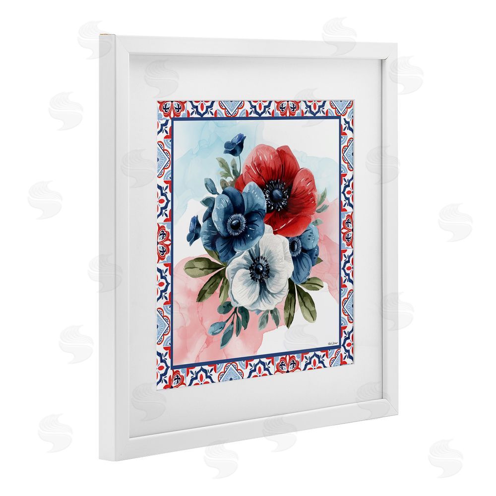 Nicole DeCamp Patriotic Poppies Bundle White Framed Print Under Glass with Mat Wall Art