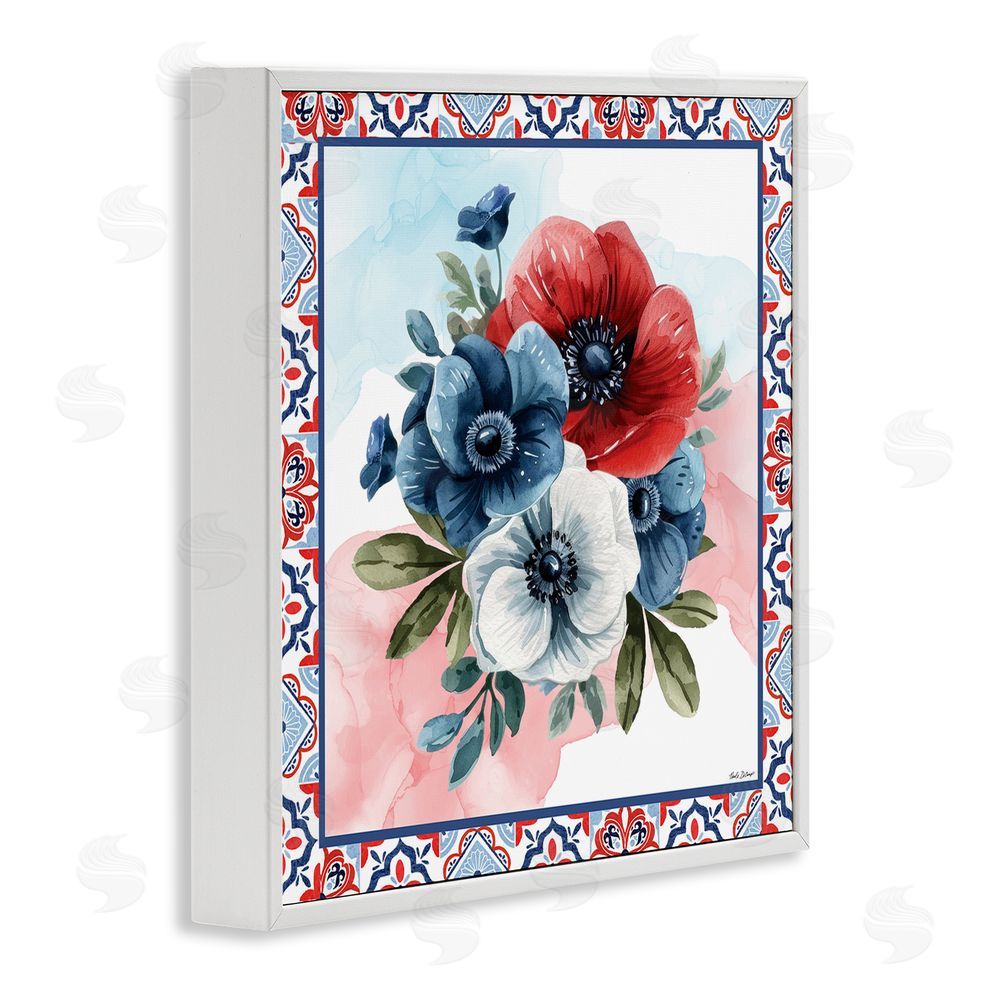 Nicole DeCamp Patriotic Poppies Bundle White Framed Giclee Wall Art Print