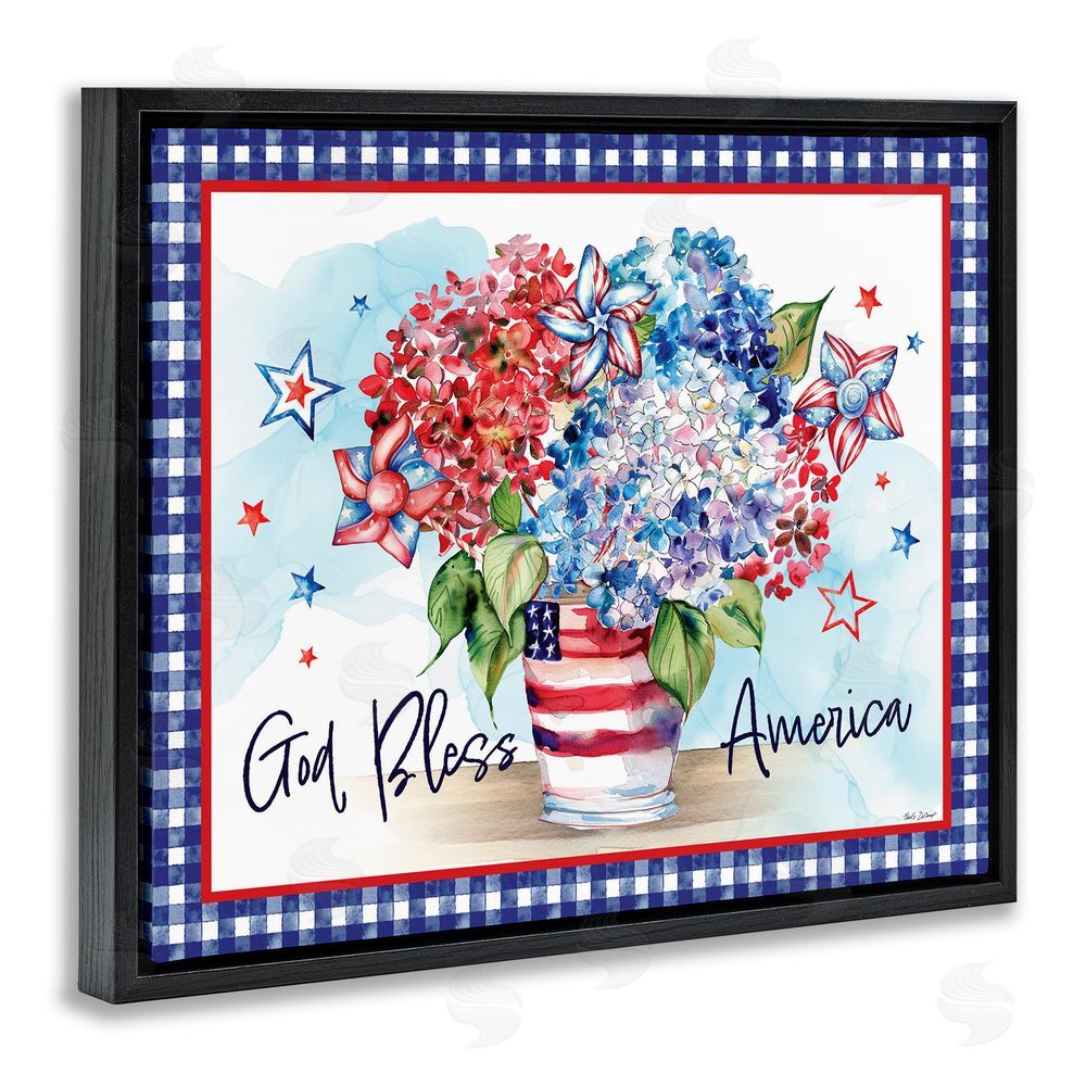 Nicole DeCamp God Bless America Bouquet Black Floating Frame Canvas Wall Art Print