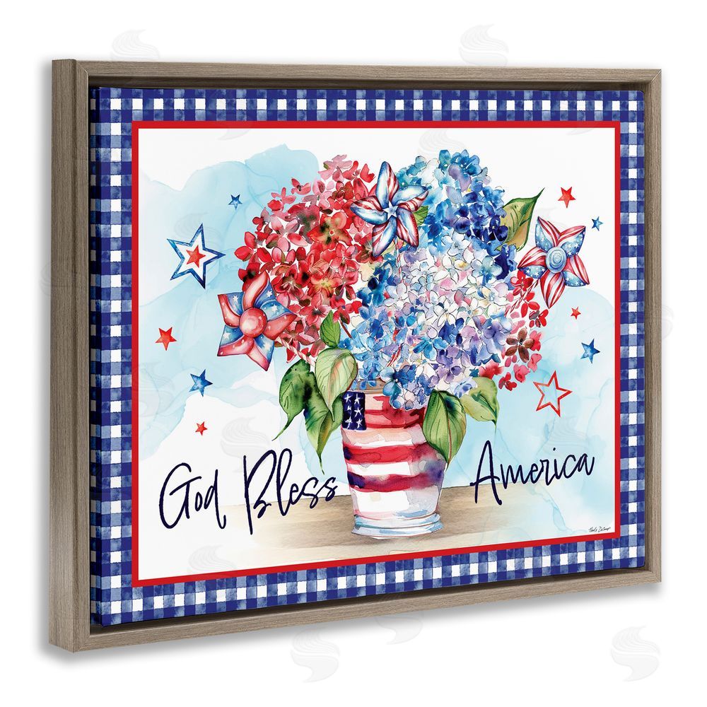 Nicole DeCamp God Bless America Bouquet Brown Floating Frame Canvas Wall Art Print