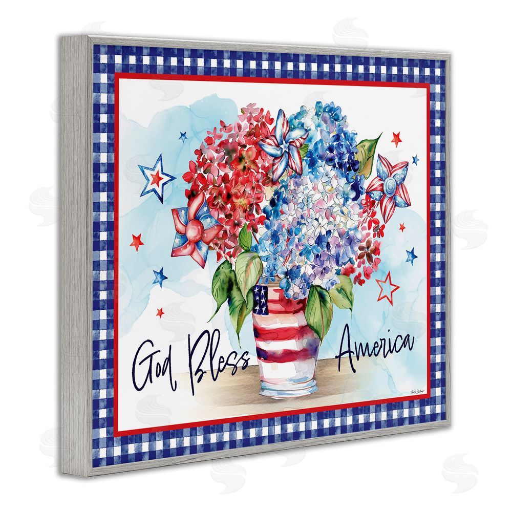 Nicole DeCamp God Bless America Bouquet Gray Framed Giclee Wall Art Print