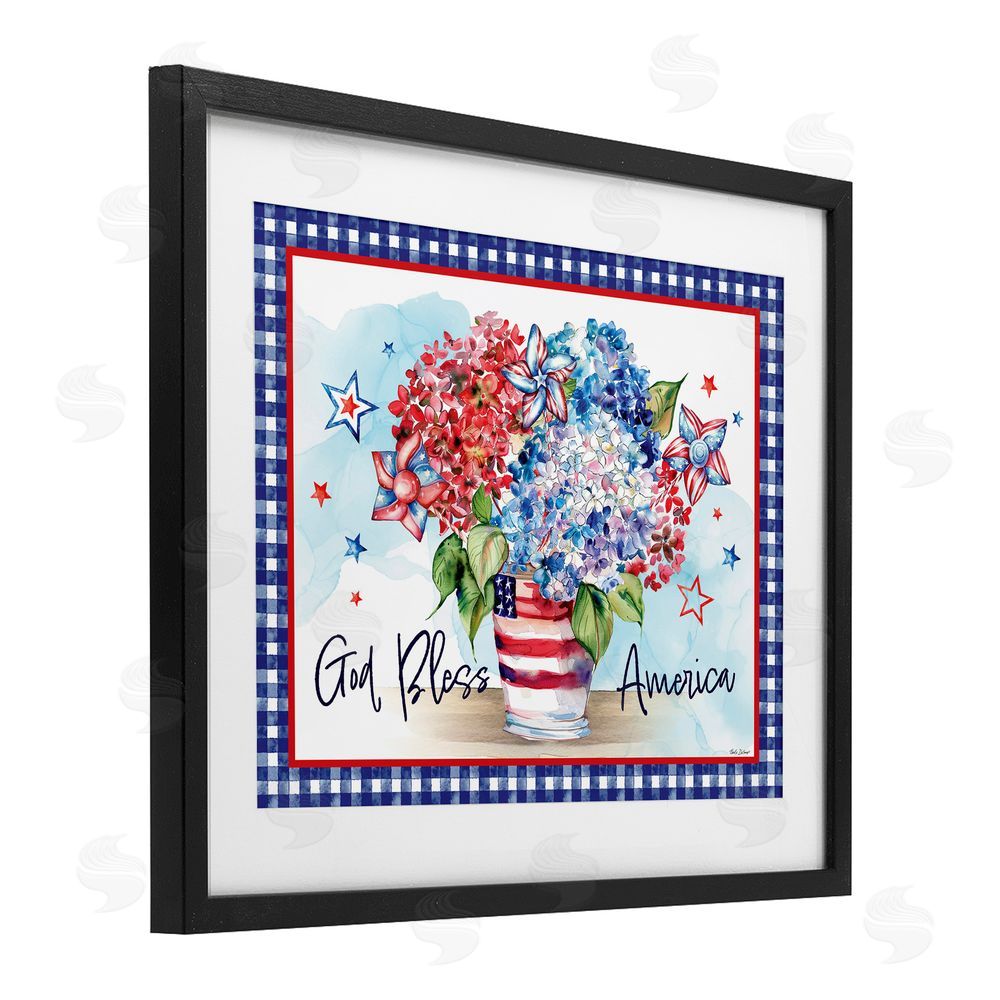 Nicole DeCamp God Bless America Bouquet Black Framed Print Under Glass with White Mat Wall Art