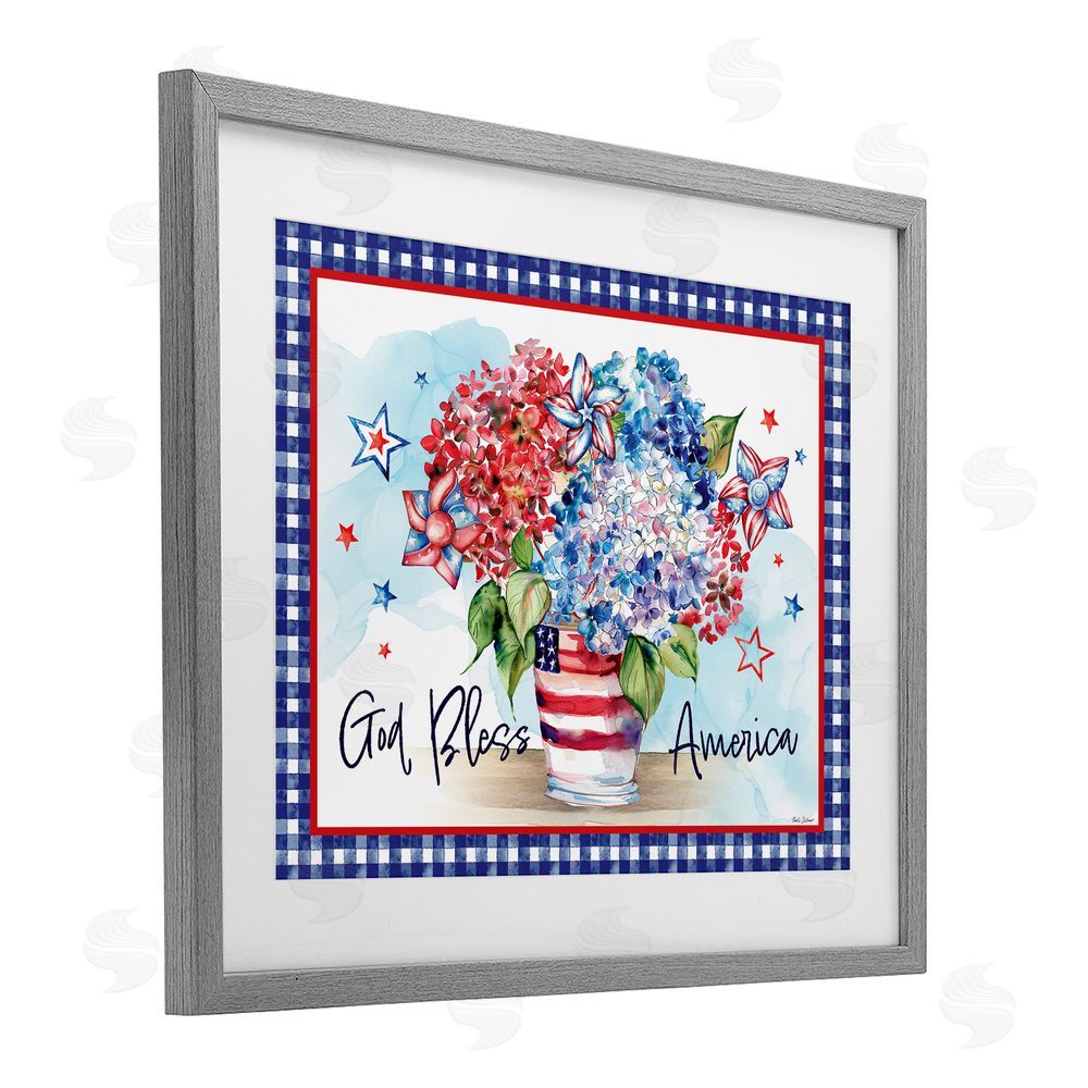 Nicole DeCamp God Bless America Bouquet Gray Framed Print Under Glass with White Mat Wall Art