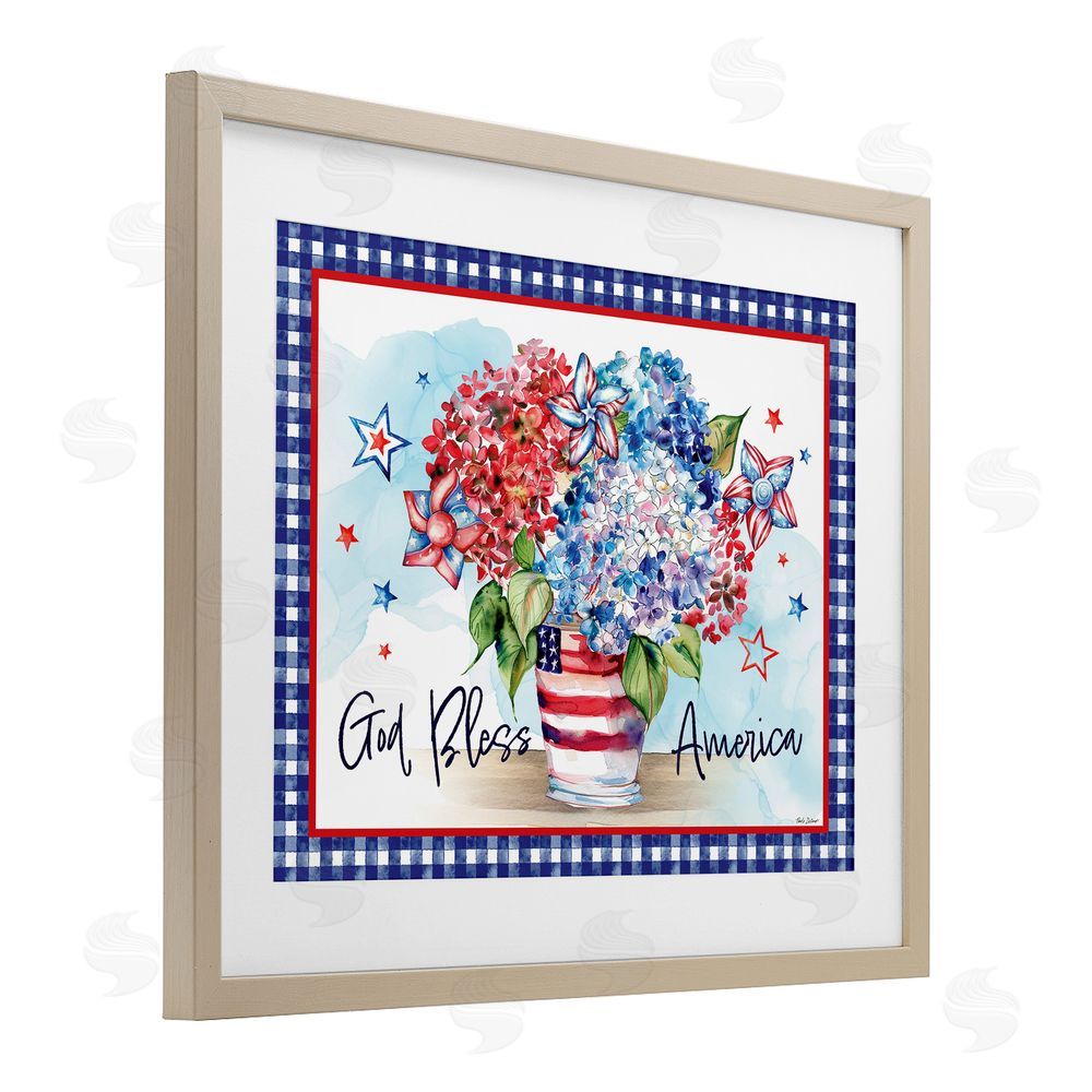 Nicole DeCamp God Bless America Bouquet Birch Framed Print Under Glass with White Mat Wall Art