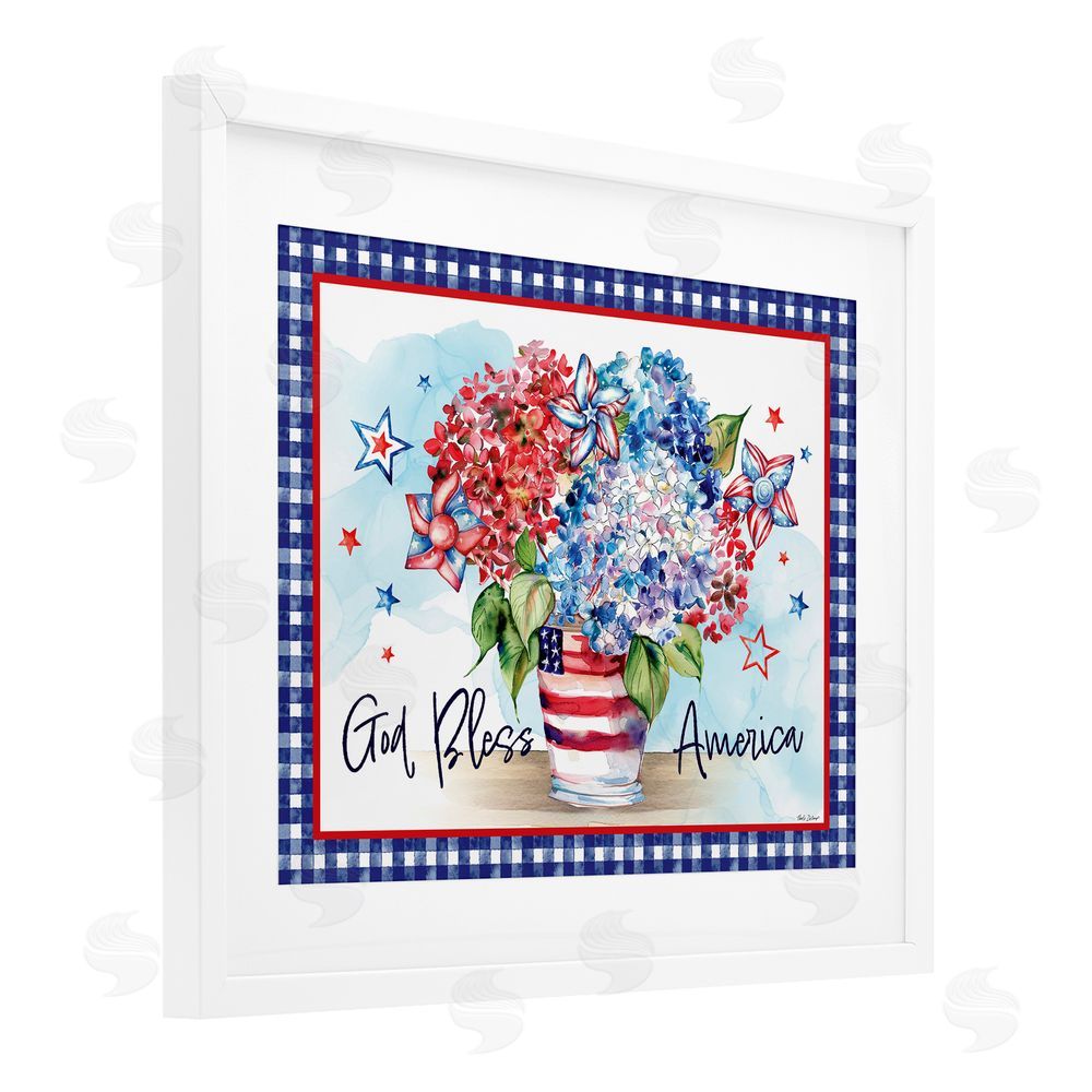 Nicole DeCamp God Bless America Bouquet White Framed Print Under Glass with Mat Wall Art