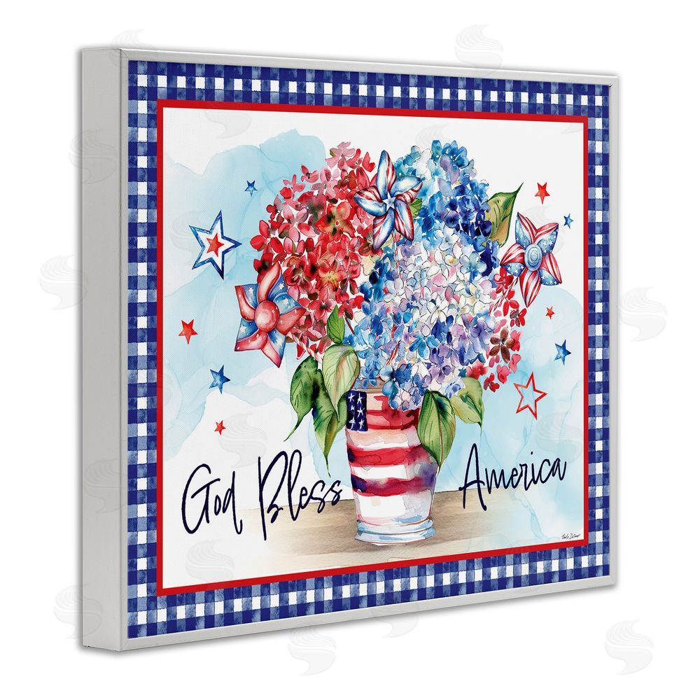 Nicole DeCamp God Bless America Bouquet White Framed Giclee Wall Art Print