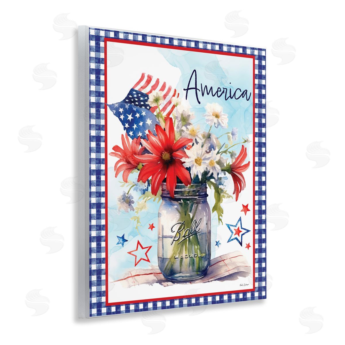 Nicole DeCamp America Bouquet with Flag Wall Plaque Art Print