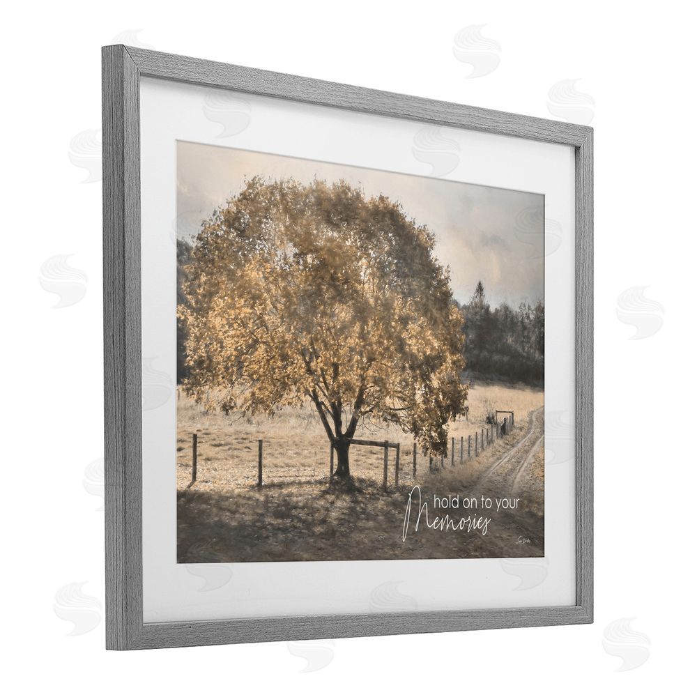 Lori Deiter Hold On To Your Memories Gray Framed Print Under Glass with White Mat Wall Art