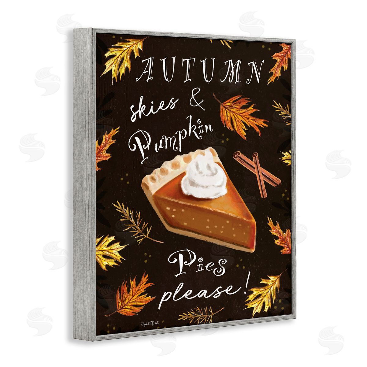 Elizabeth Tyndall Autumn Skies & Pumpkin Pies Gray Framed Giclee Art Print