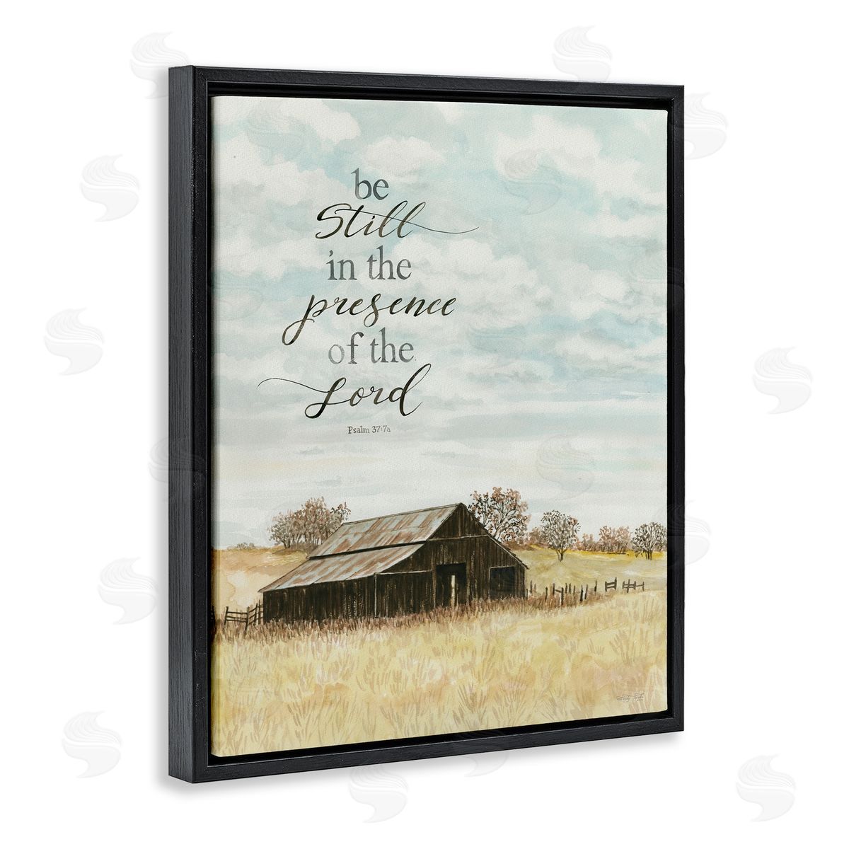 Cindy Jacobs Be Still Countryside Barn Black Floating Frame Canvas Wall Art Print