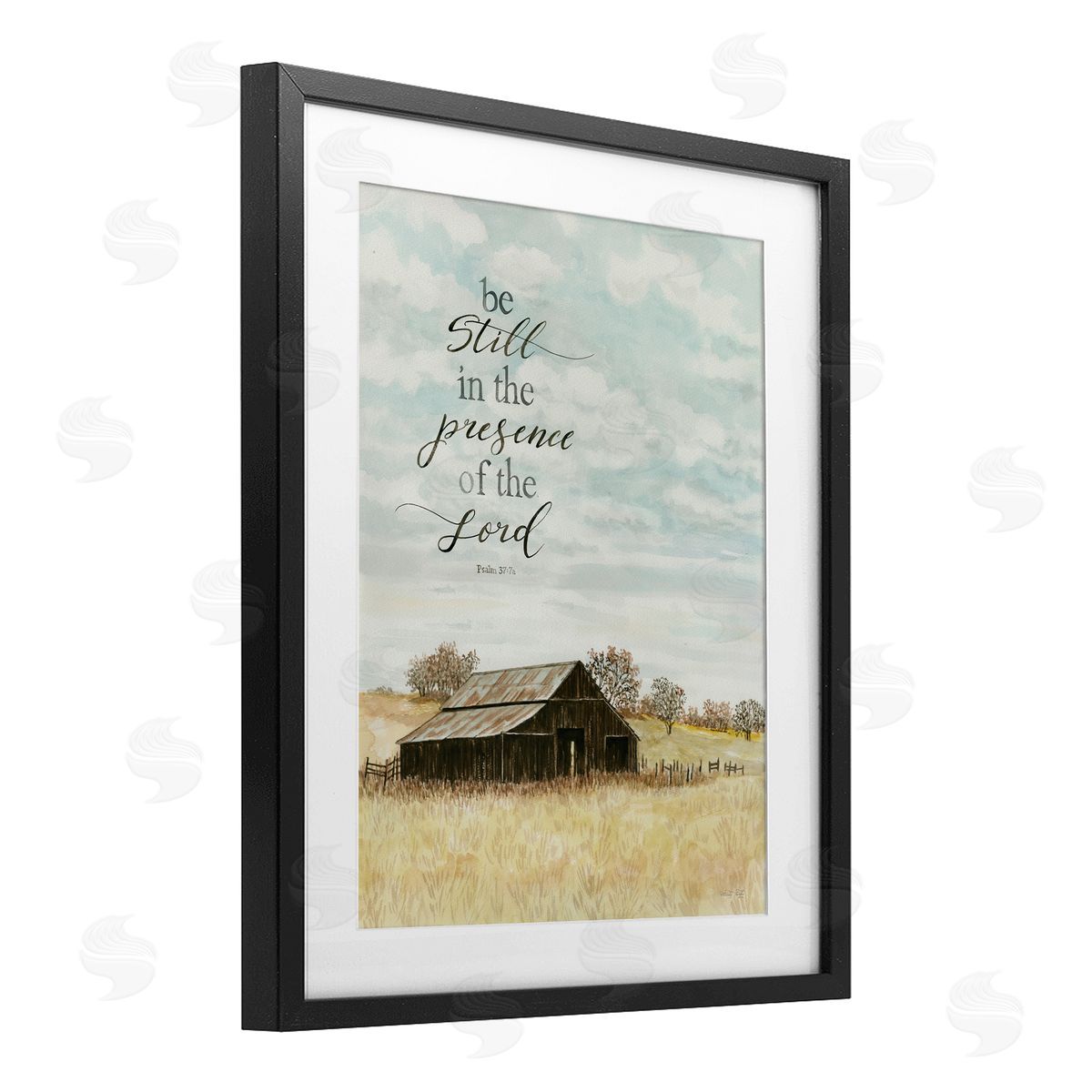 Cindy Jacobs Be Still Countryside Barn Black Framed Print Under Glass with White Mat Wall Art