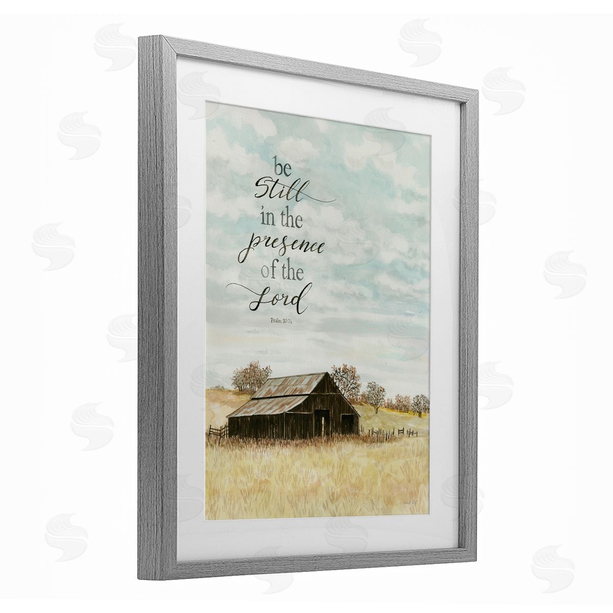 Cindy Jacobs Be Still Countryside Barn Gray Framed Print Under Glass with White Mat Wall Art