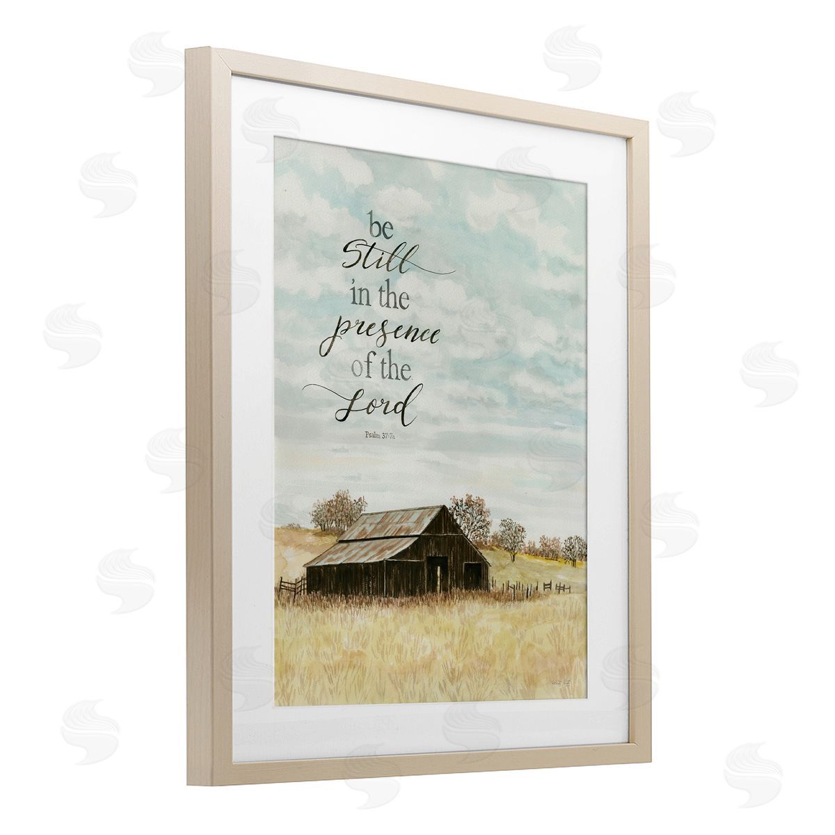 Cindy Jacobs Be Still Countryside Barn Birch Framed Print Under Glass with White Mat Wall Art