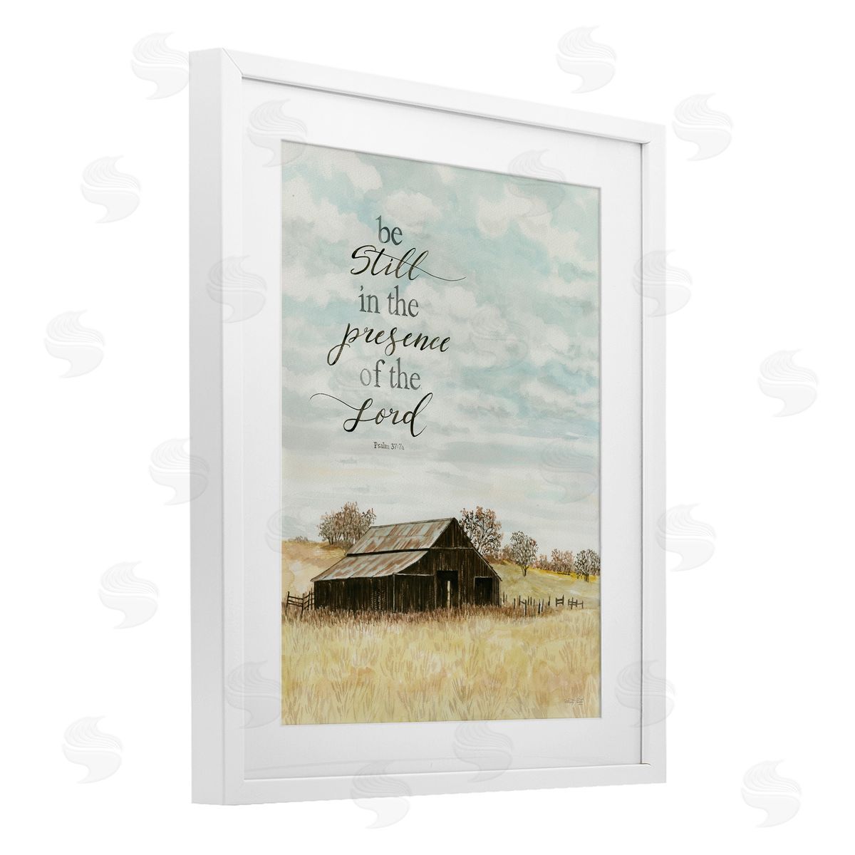 Cindy Jacobs Be Still Countryside Barn White Framed Print Under Glass with Mat Wall Art