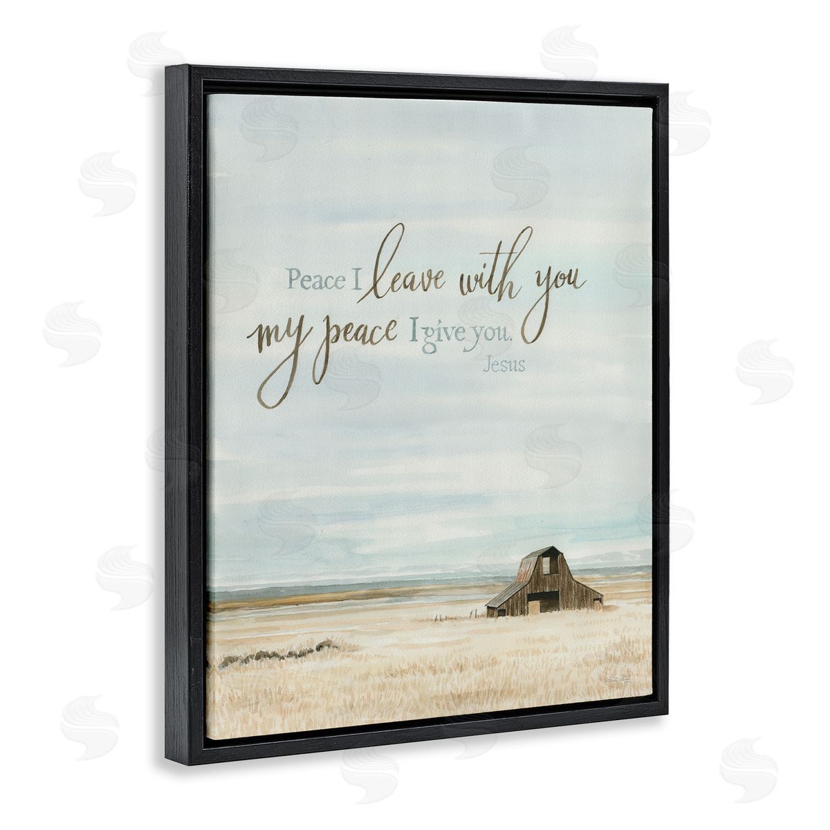 Cindy Jacobs Leave with Peace Barn Black Floating Frame Canvas Wall Art Print