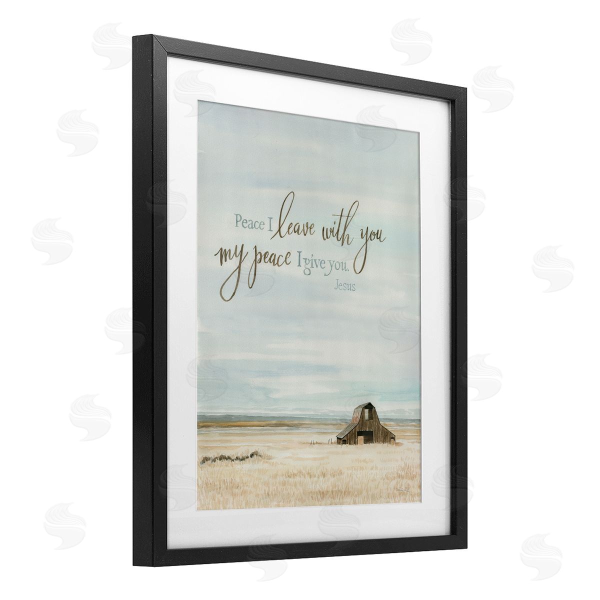 Cindy Jacobs Leave with Peace Barn Black Framed Print Under Glass with White Mat Wall Art