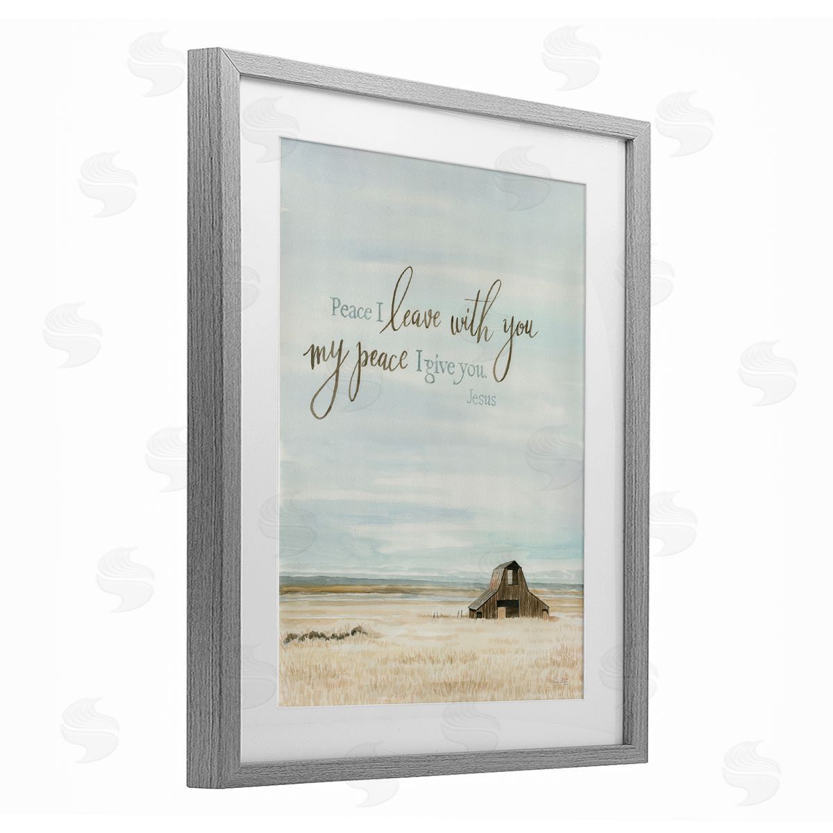 Cindy Jacobs Leave with Peace Barn Gray Framed Print Under Glass with White Mat Wall Art