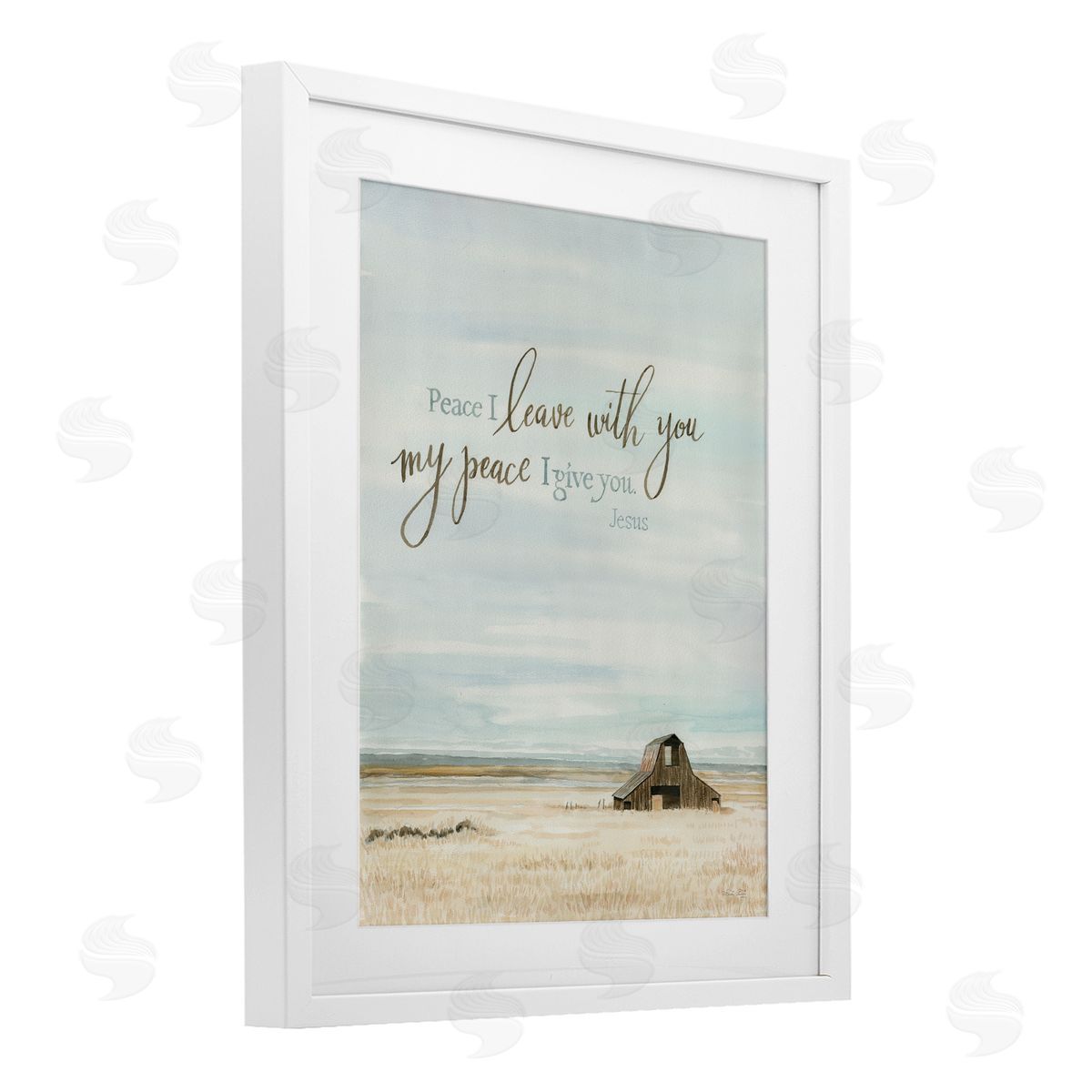 Cindy Jacobs Leave with Peace Barn White Framed Print Under Glass with Mat Wall Art