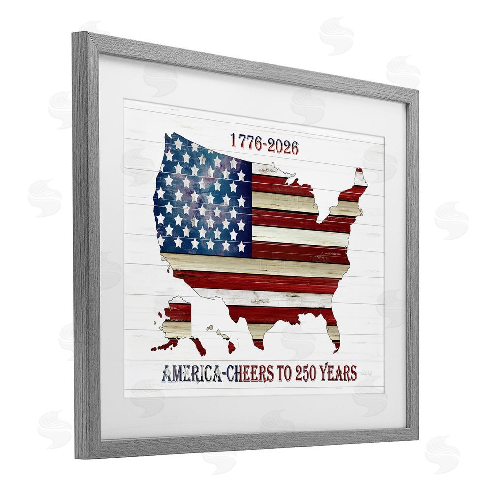 Cindy Jacobs America 250 Year Celebration Gray Framed Print Under Glass with White Mat Wall Art