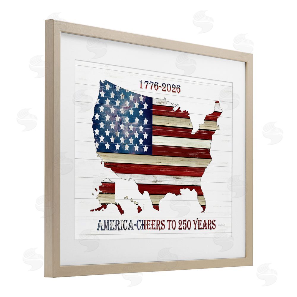 Cindy Jacobs America 250 Year Celebration Birch Framed Print Under Glass with White Mat Wall Art
