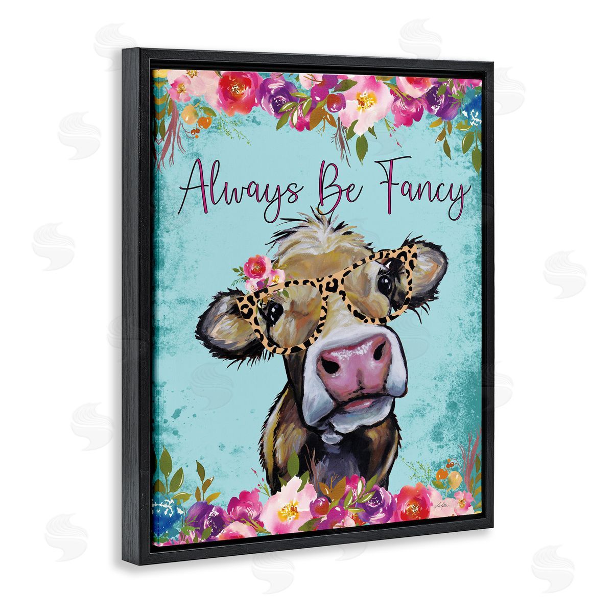 Lee Keller Always Be Fancy Cow Black Floating Frame Canvas Wall Art Print