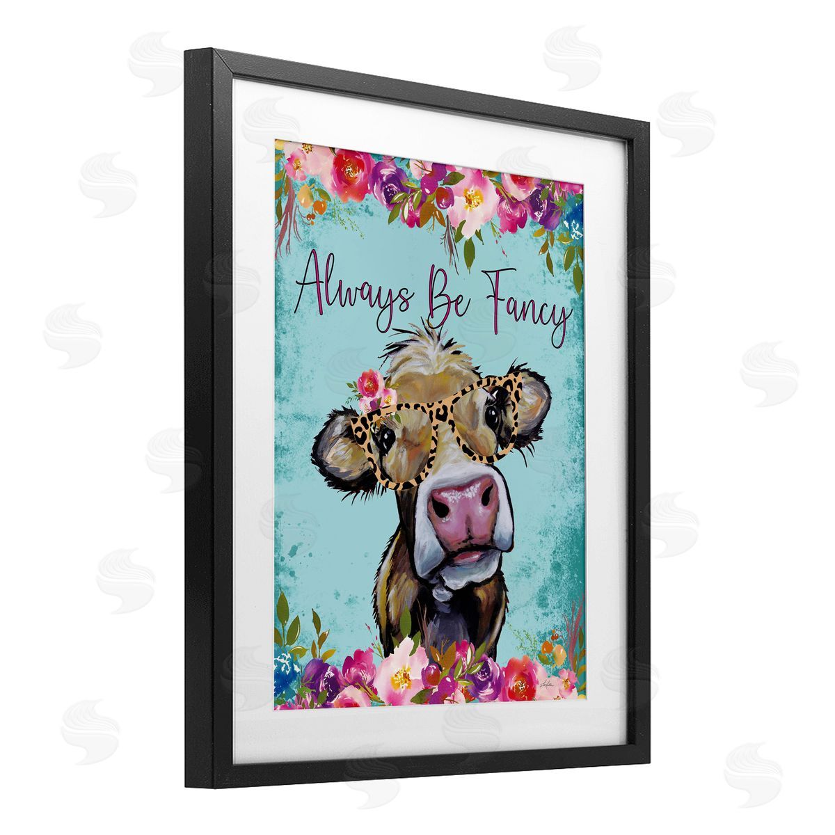 Lee Keller Always Be Fancy Cow Black Framed Print Under Glass with White Mat Wall Art