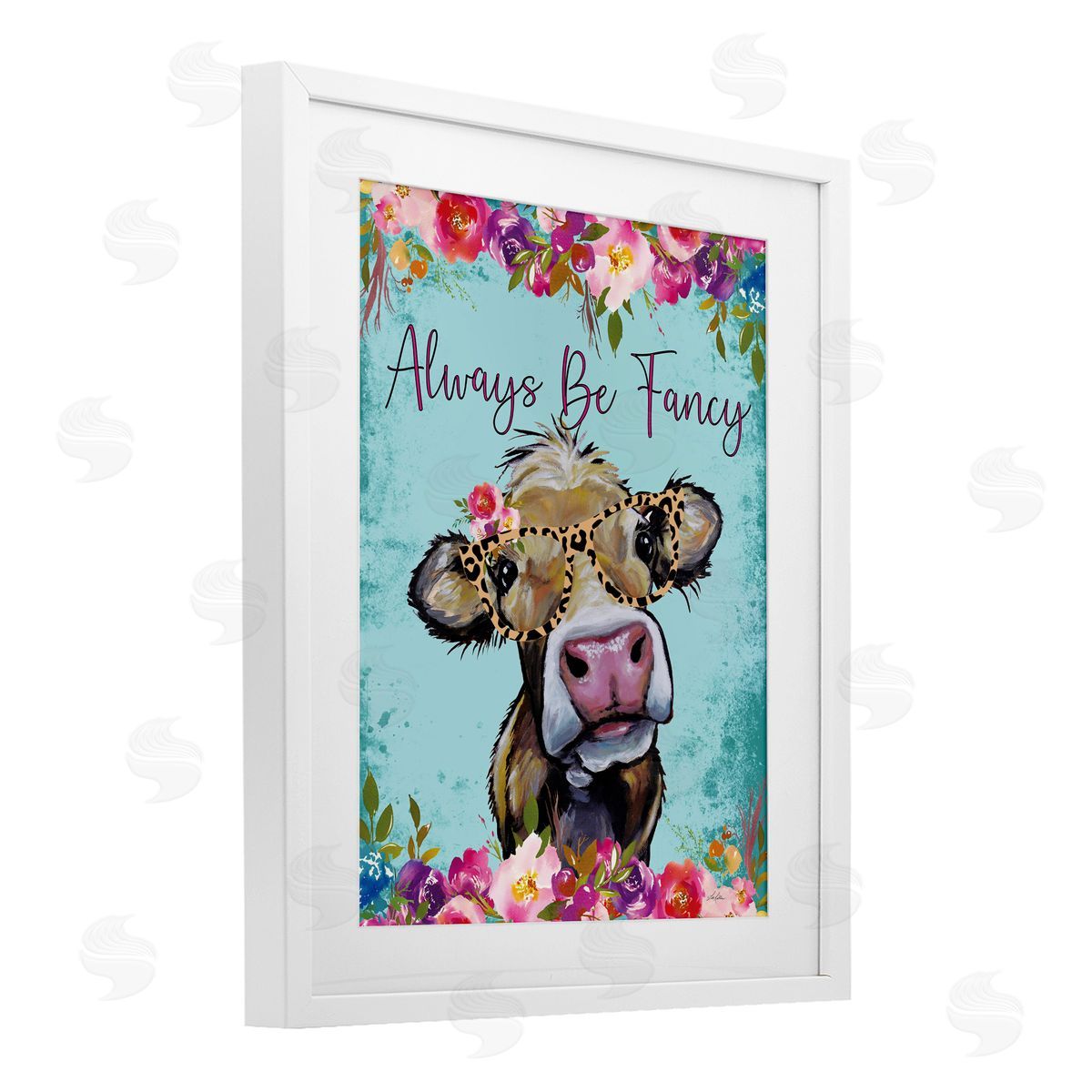 Lee Keller Always Be Fancy Cow White Framed Print Under Glass with Mat Wall Art