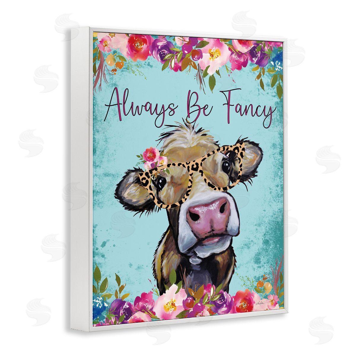 Lee Keller Always Be Fancy Cow White Framed Giclee Wall Art Print