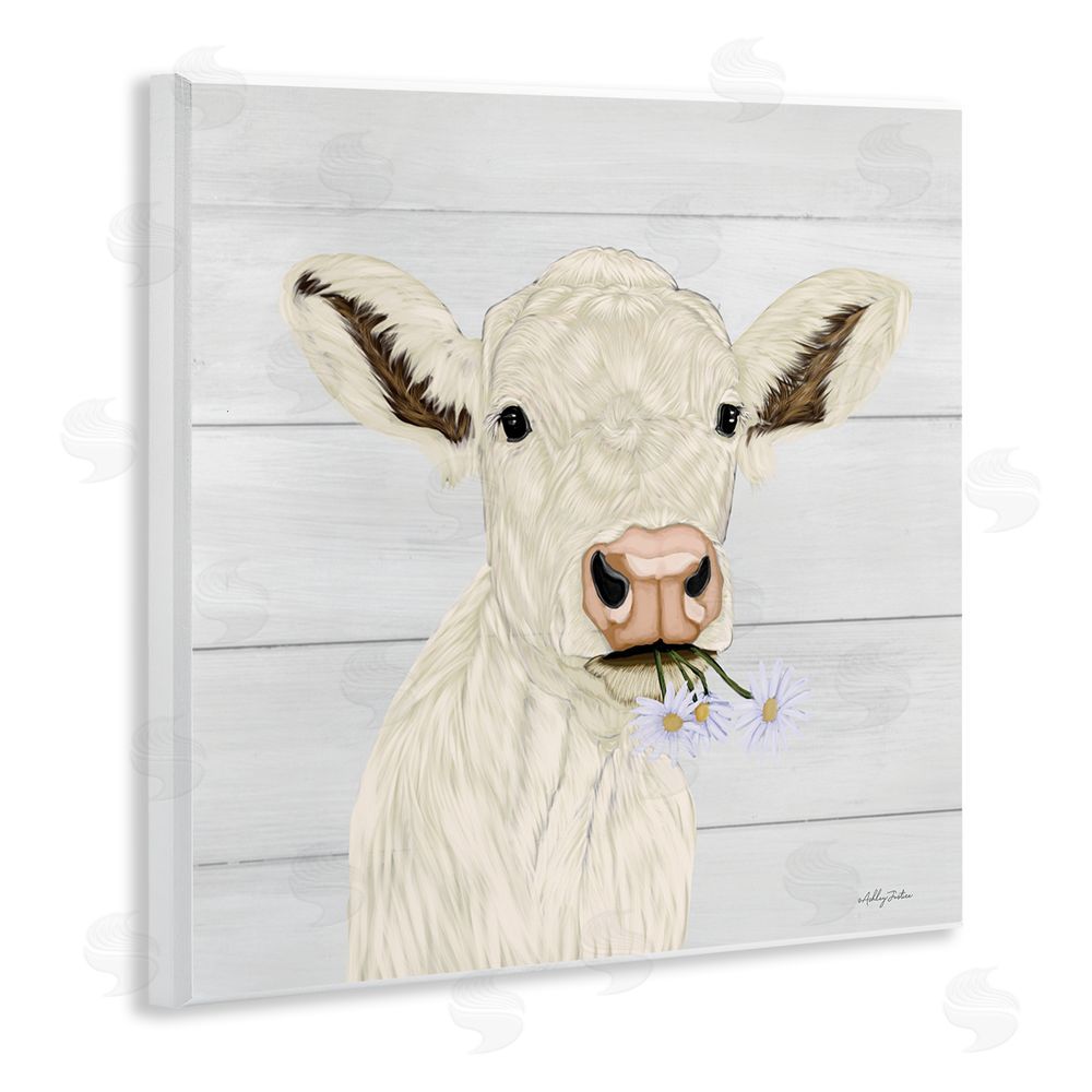 Ashley Justice Opal Baby Cow Portrait Wall Plaque Art Print