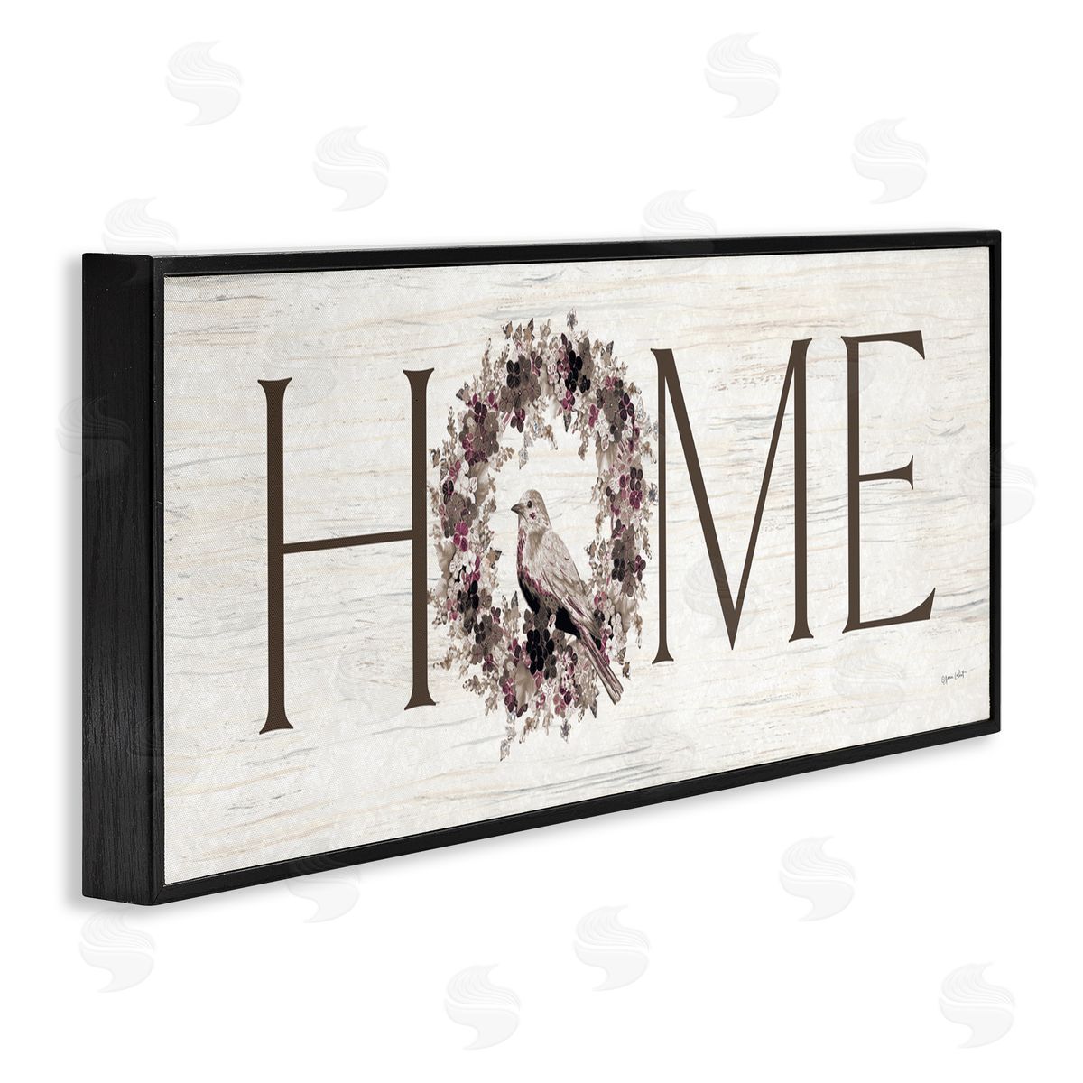 Annie LaPoint Home Bird Wreath Sign Black Framed Giclee Wall Art Print
