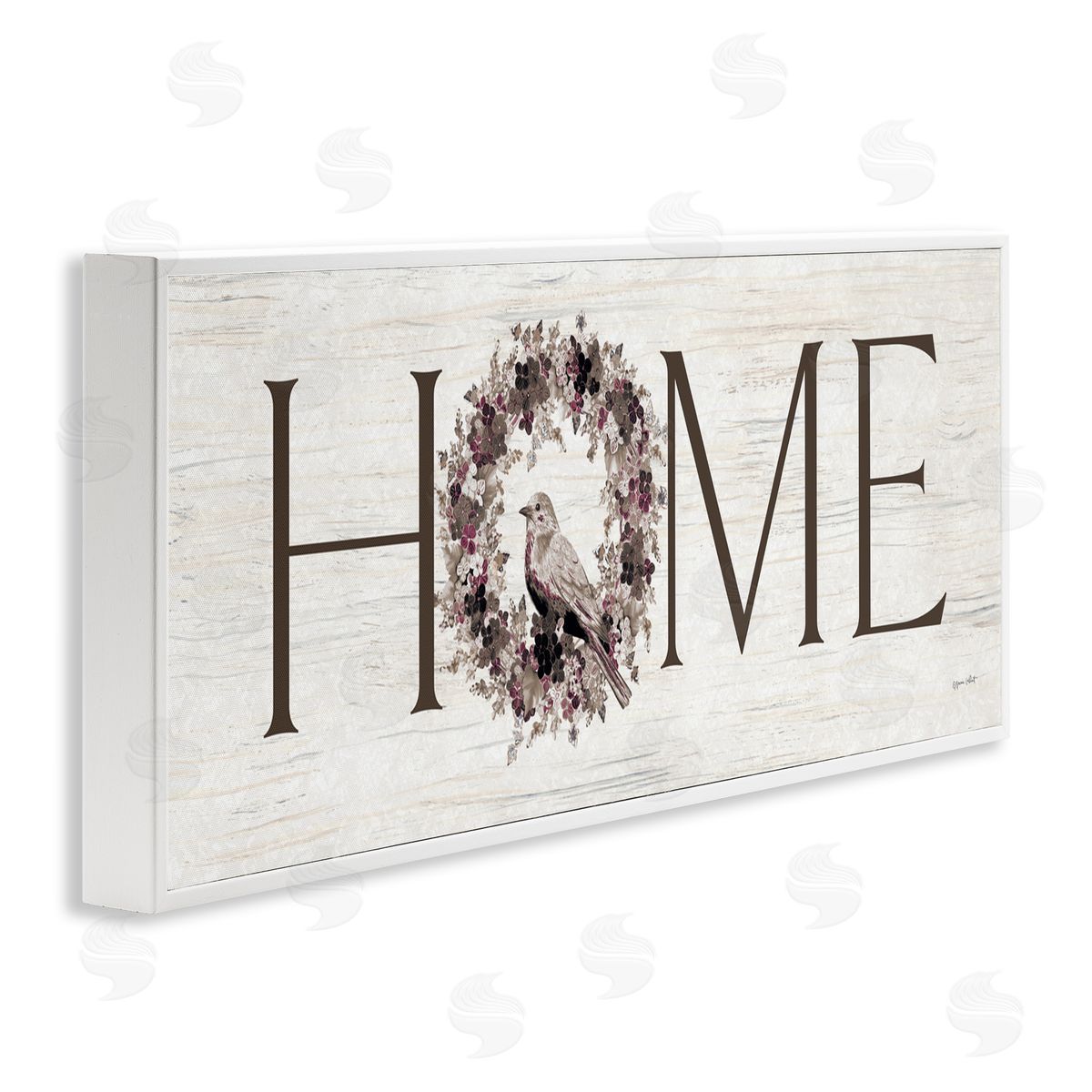 Annie LaPoint Home Bird Wreath Sign White Framed Giclee Wall Art Print