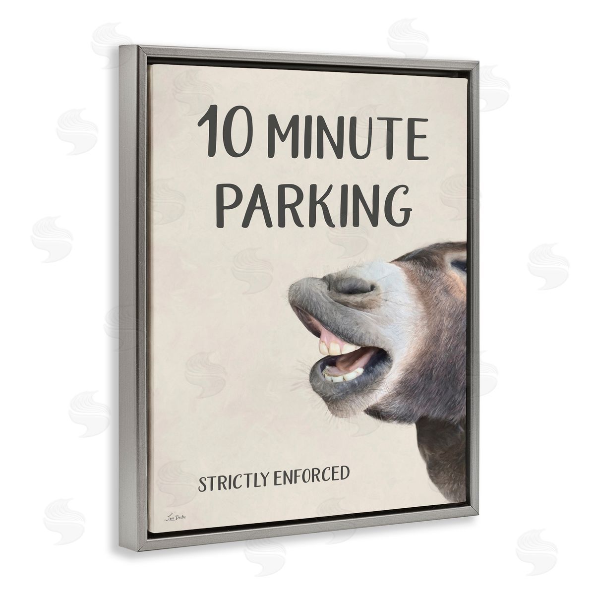Lori Deiter 10 Minute Parking Donkey Gray Floating Frame Canvas Wall Art Print