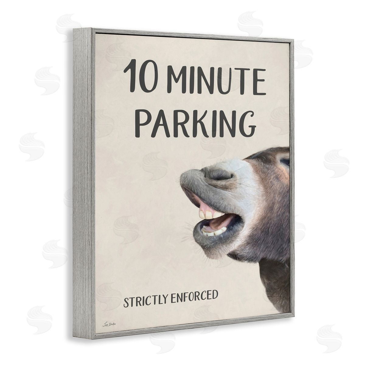 Lori Deiter 10 Minute Parking Donkey Gray Framed Giclee Wall Art Print