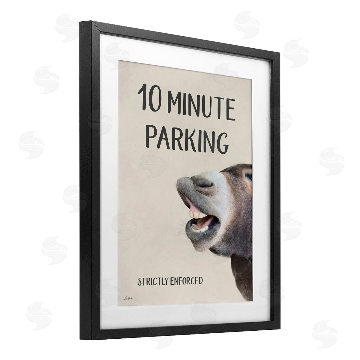 Lori Deiter 10 Minute Parking Donkey Black Framed Print Under Glass with White Mat Wall Art