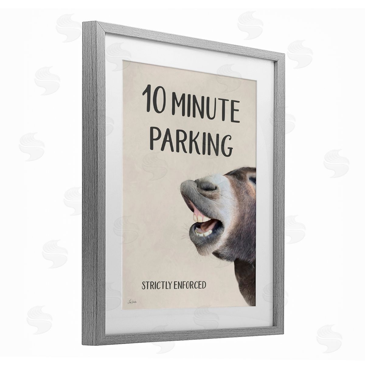 Lori Deiter 10 Minute Parking Donkey Gray Framed Print Under Glass with White Mat Wall Art